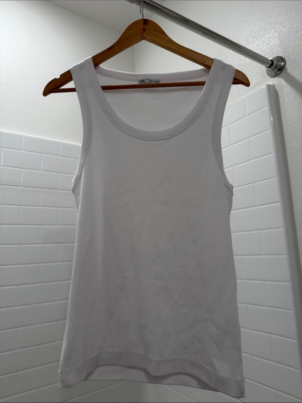 Zara White Ribbed Men's Tank Top